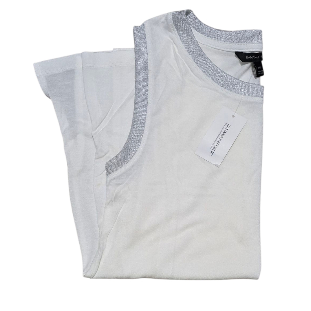 Banana Republic Silver White Tank Top